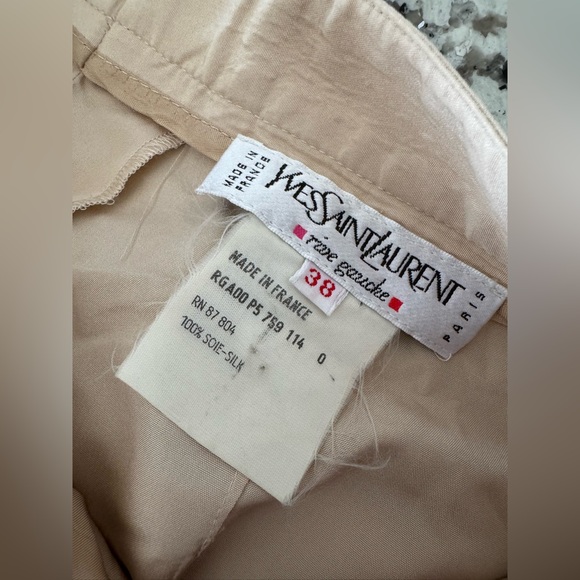 Yves Saint Laurent Ivory Silk Wide Leg Slacks Size 38 VTG (Fits ~26x27.5) - Picture 8 of 14